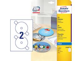 AVERY ZWECKFORM C9660-25 CD-Etiketten, Ø 117 mm, 25 Blatt