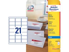 AVERY ZWECKFORM J8160-25 Etiketten, 63.5 x 38.1 mm, 25 Blatt