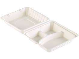 BIOPAK Menübox dreigeteilt 590 ml, 100 Stück
