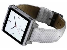 Bracelet de montre en cuir de haute qualité HEX pour iPod Nano 6G - blanc