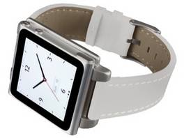 Bracelet de montre en cuir de haute qualité HEX pour iPod nano 6G - blanc
