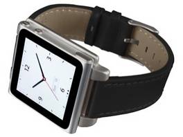 Bracelet de montre en cuir de haute qualité HEX pour iPod nano 6G - noir