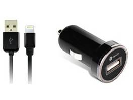 Chargeur de voiture Dexim avec port USB 2.1A incl.USB-A vers câble Lightning (Charge &