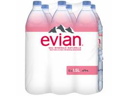 Evian, eau minerale naturelle, 6 x 1.5 litre