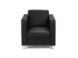 Fauteuil visiteur AREZZO cuir véritable noir