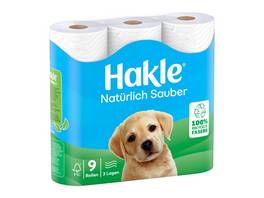 HAKLE WC-Papier Natürliche Sauberkeit 3 lagig, 9 Rollen