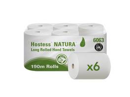 HOSTESS Rouleaux d'essuie-mains en papier Natura 1 couche, 6 rouleaux