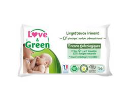 LOVE AND GREEN Liniment Feuchttücher, 1 Beutel à 56 Tücher