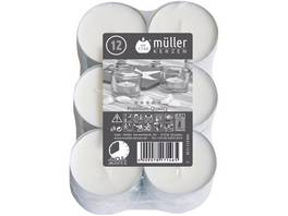 MÜLLER Bougies chauffe-plat Maxi Premium-Quality Flatpack 12 pièces