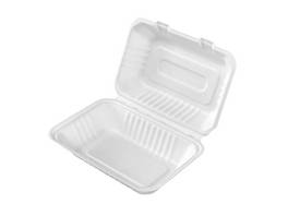 Menü-Box weiss aus Bagasse, 1-teilig, 23.9 x 15.6 cm, 900 ml