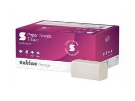 SATINO Essuie-mains en papier Prestige pilage V, 2 couches, blanc