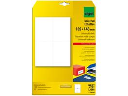SIGEL Etiketten Universal A4, 105 x 148 mm, 25 Blatt