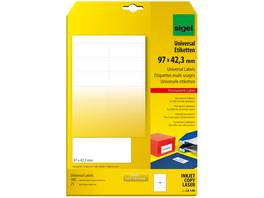 SIGEL Etiketten Universal A4, 97 x 42.3 mm, 25 Blatt