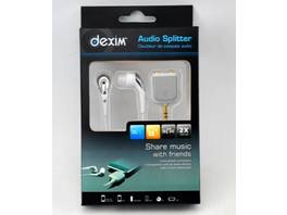 Séparateur audio Dexim avec écouteurs intra-auriculaires supplémentaires - blanc