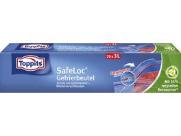 TOPPITS Doppelverschluss-Gefrierbeutel SafeLoc 3 L, 20 Stück
