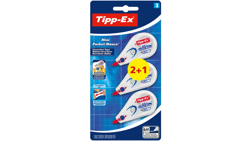 Lot de 3 Mini souris Tipp-ex 6m Pocket mouse de TIPP-EX