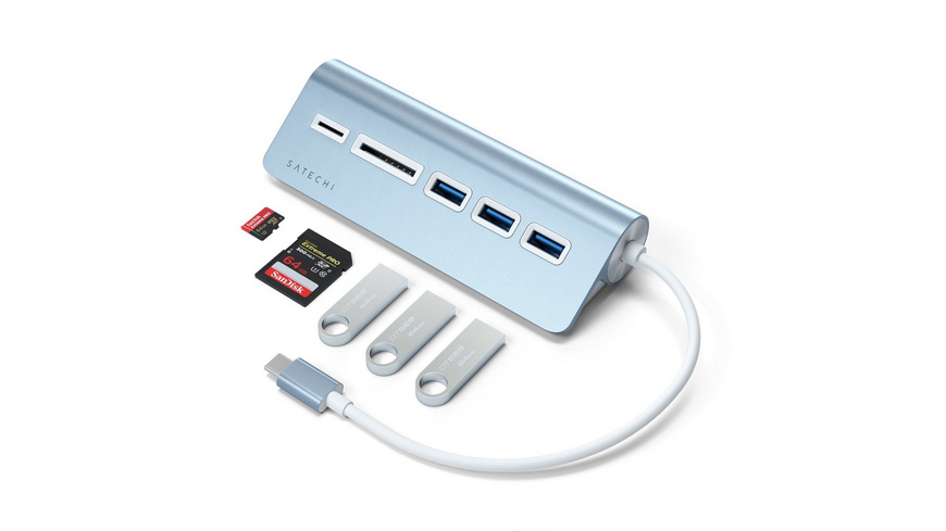 Satechi HUB USB 3.0 en Aluminium et Lecteur de cartes Argent - Hub - SATECHI