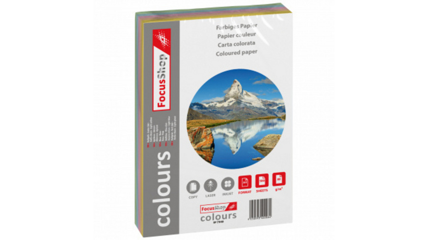 FocusShop Papier couleur A4 - 5 x 100 flls.