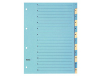 BIELLA Kartonregister A4, 1 - 12, blau, 220g/m2