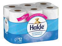 HAKLE Papier de toilette propreté incroyable 3 couches, 12 rouleaux