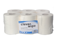 CLEVER WIPE Papierwischtücher Mid 1-lagig, 6 Rollen