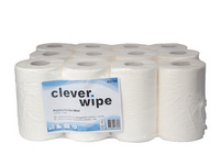 CLEVER WIPE Papierwischtücher Mini 1-lagig, 12 Rollen