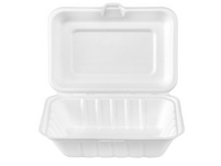 Menü-Box weiss aus Bagasse, 1-teilig, 18.5 x 14.3 cm, 530 ml