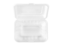 Menü-Box weiss aus Bagasse, 1-teilig, 18.5 x 14.3 cm, 530 ml